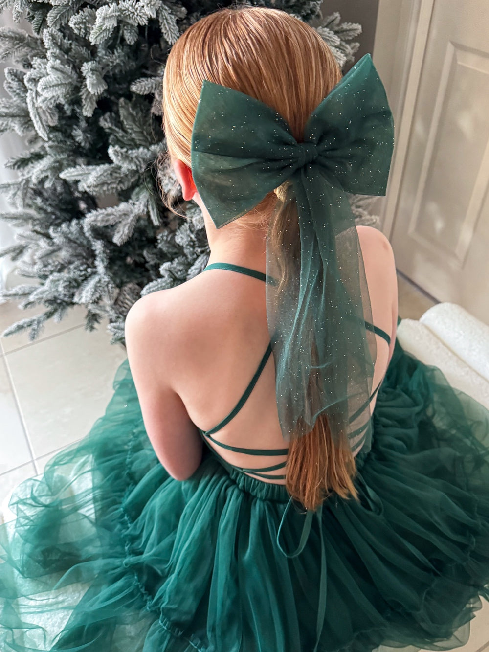 Sparkle Green Christmas Bow