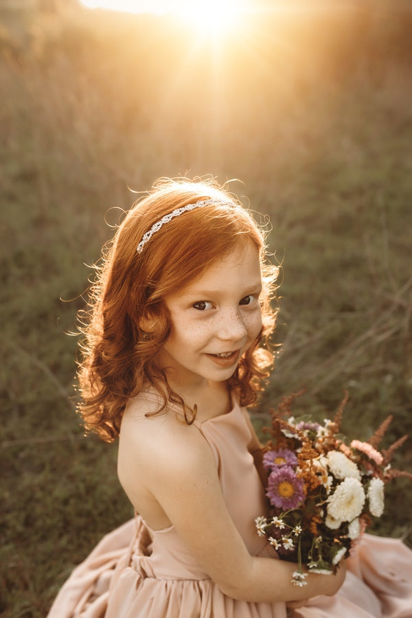 Flower girl crystal headband hair accessory