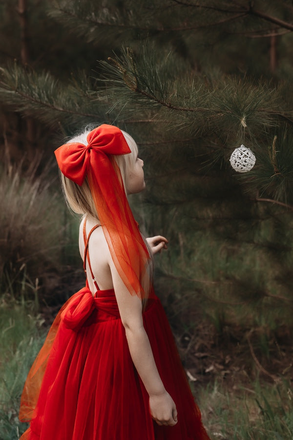 Red Tulle Christmas Bow