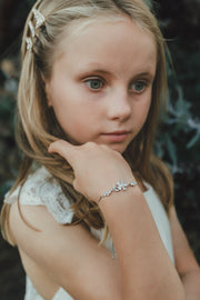 Girls Silver Flower Bracelet - A Little Lacey