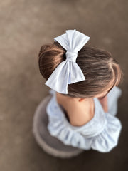 Girls Blue Satin Bow - A Little Lacey