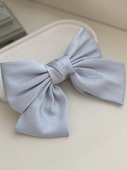 Girls Light Blue Satin Bow - A Little Lacey