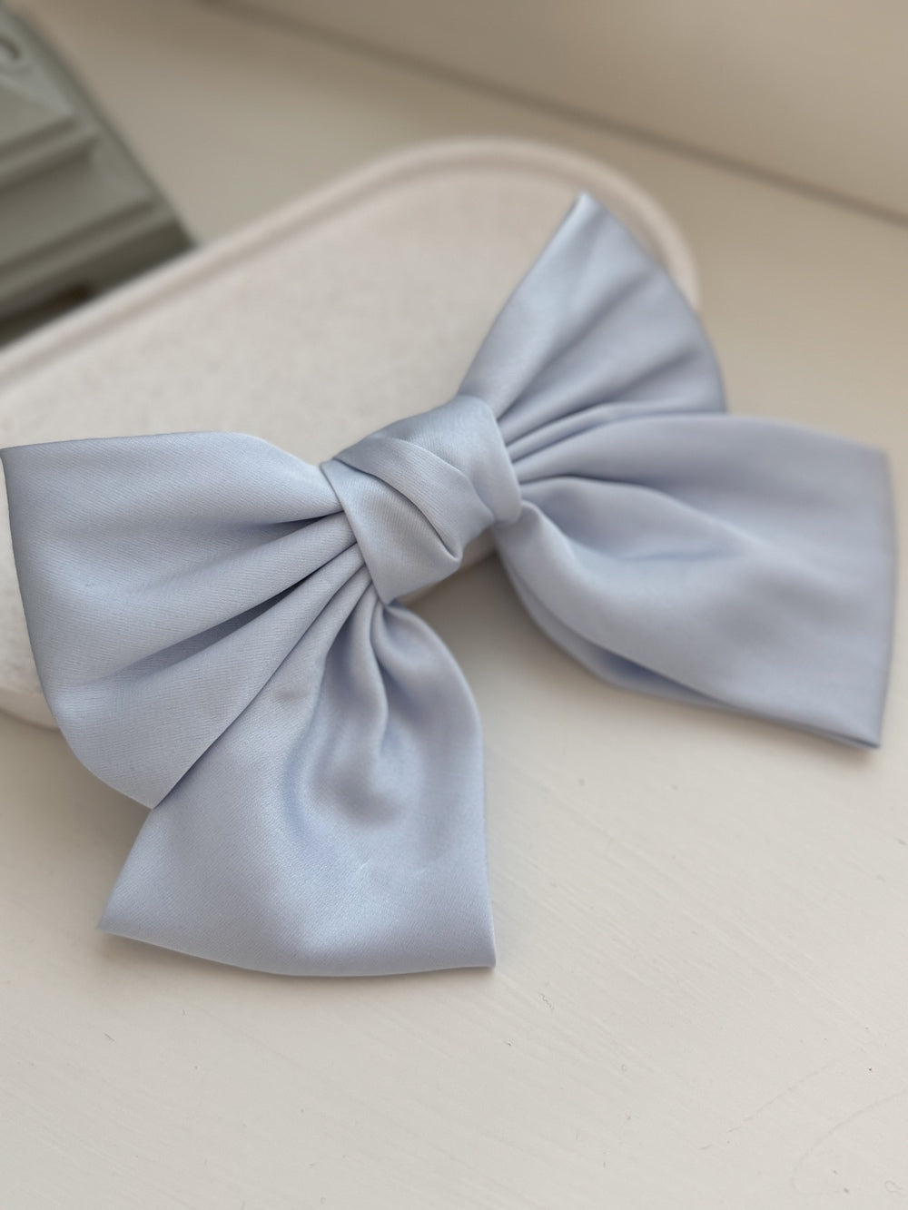 Girls Light Blue Satin Bow