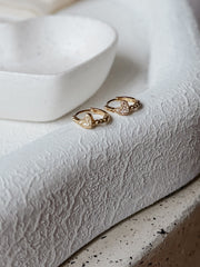 Graceful Heart Girls Gold Earrings - A Little Lacey