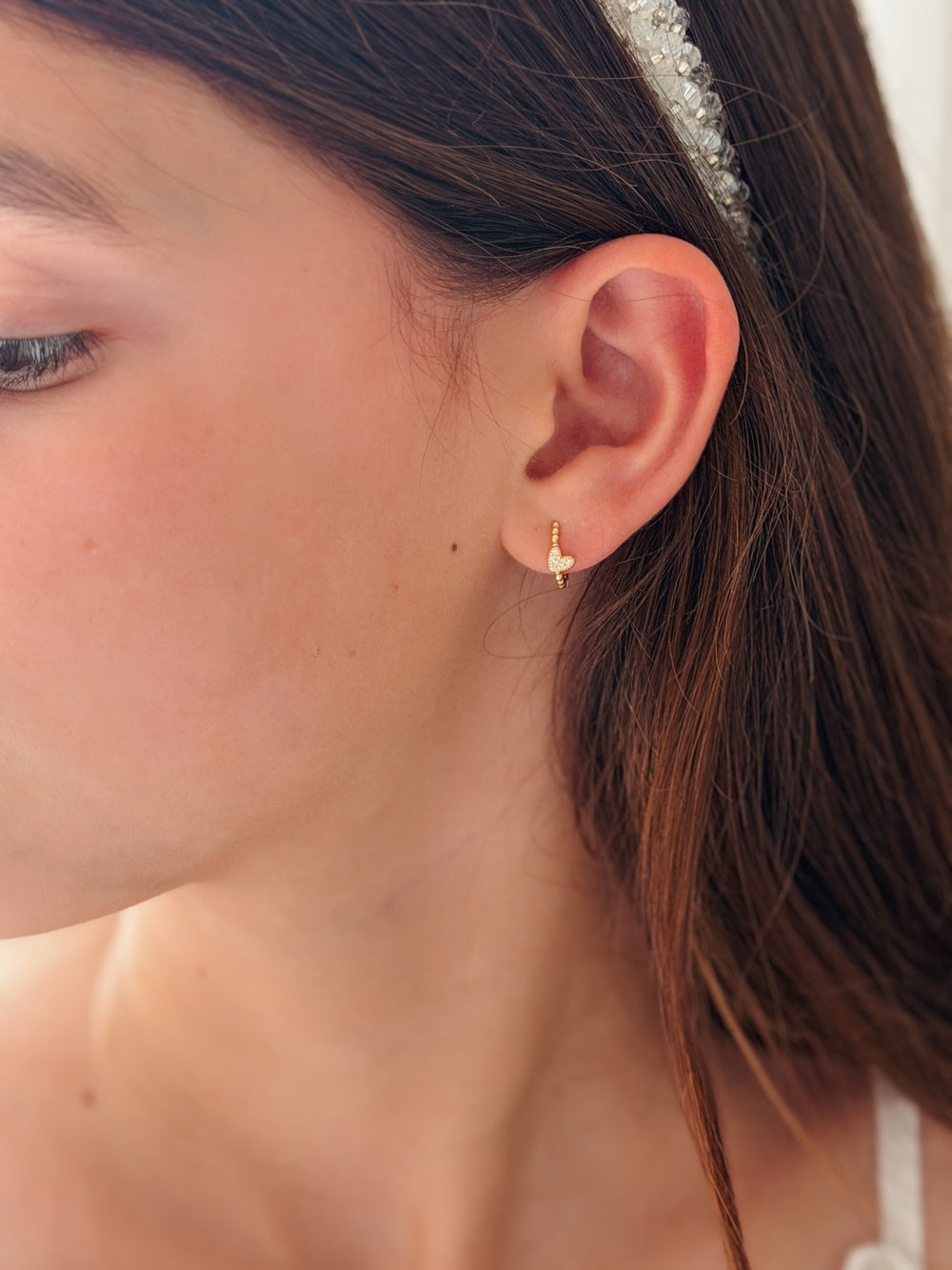 Pretty girls gold heart earrings for birthdays and gifts