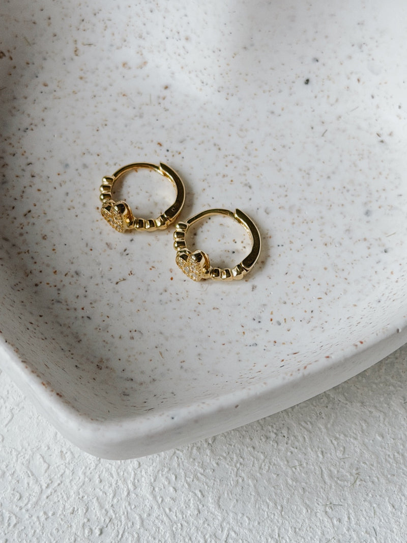 Graceful Heart Girls Gold Earrings - A Little Lacey