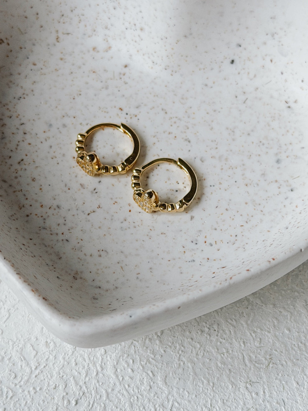 Girls jewellery gift with gold heart hoop earrings