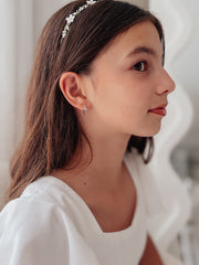 Graceful Heart Girls Silver Earrings - A Little Lacey