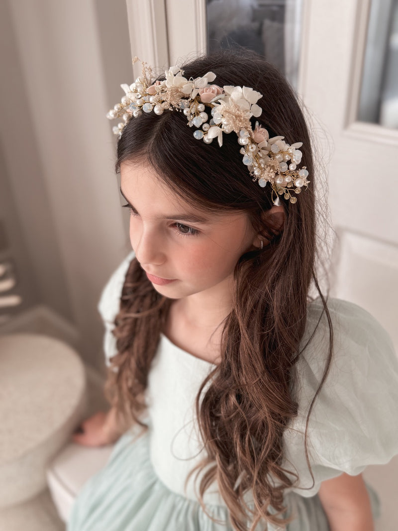 Hadley Girls Pearl Flower Headband - A Little Lacey