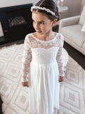Hailey Girls Long Sleeve White Lace Dress - A Little Lacey · Photo 8 of 9