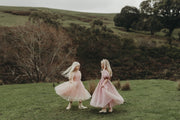 Lucy Girls Puff Sleeve Dress - Dusty Pink - A Little Lacey