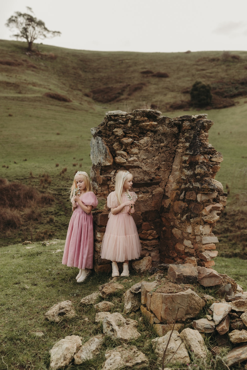 Lucy Girls Puff Sleeve Dress - Dusty Pink - A Little Lacey · Photo 12 of 19