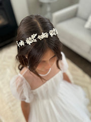 Harmony Puff Sleeve Girls White Dress - A Little Lacey