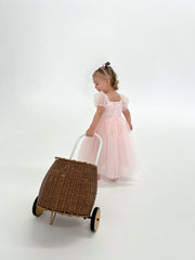 Harper Puff Sleeve Pink Girls Dress - A Little Lacey