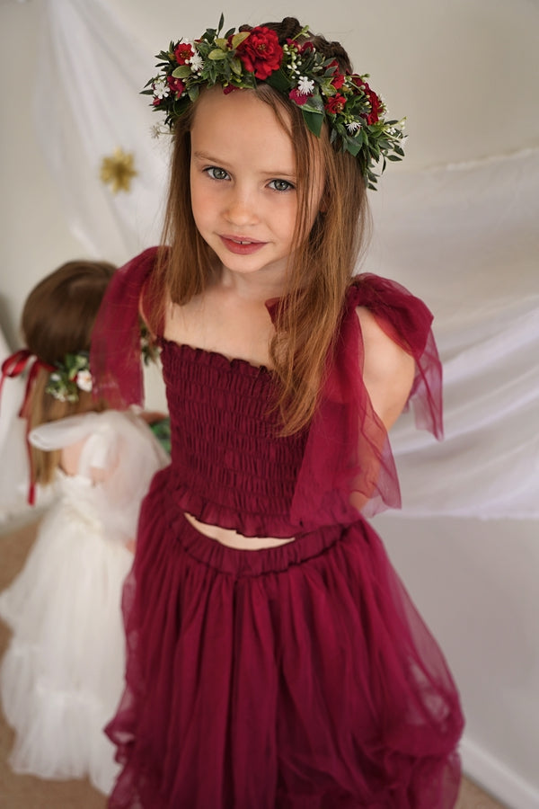 Haven Girls Burgundy Tulle Set - Flower Girl Dresses