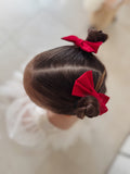 Soft ribbon pigtail bows for Christmas