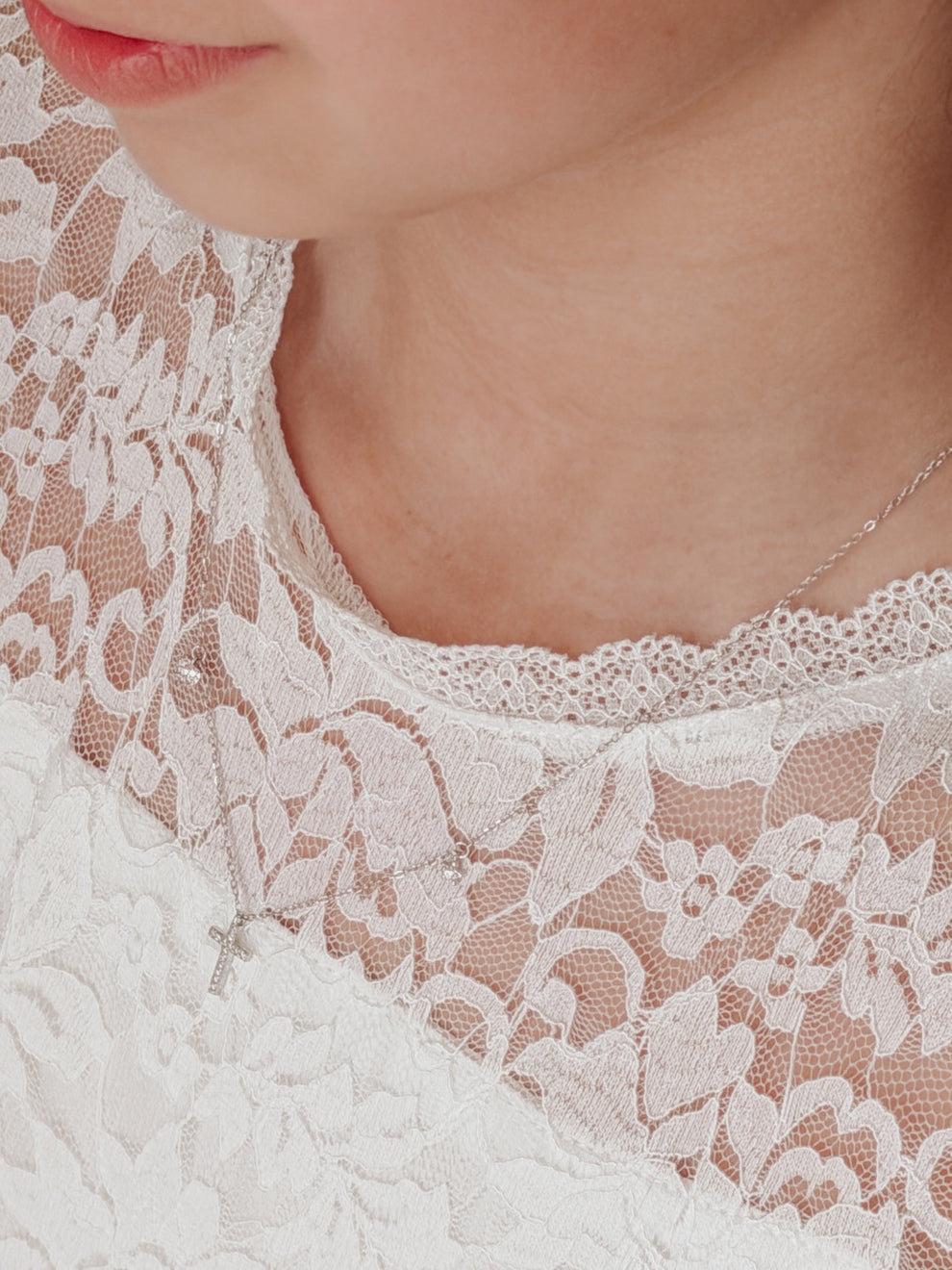 Girls Communion necklace with cross pendant