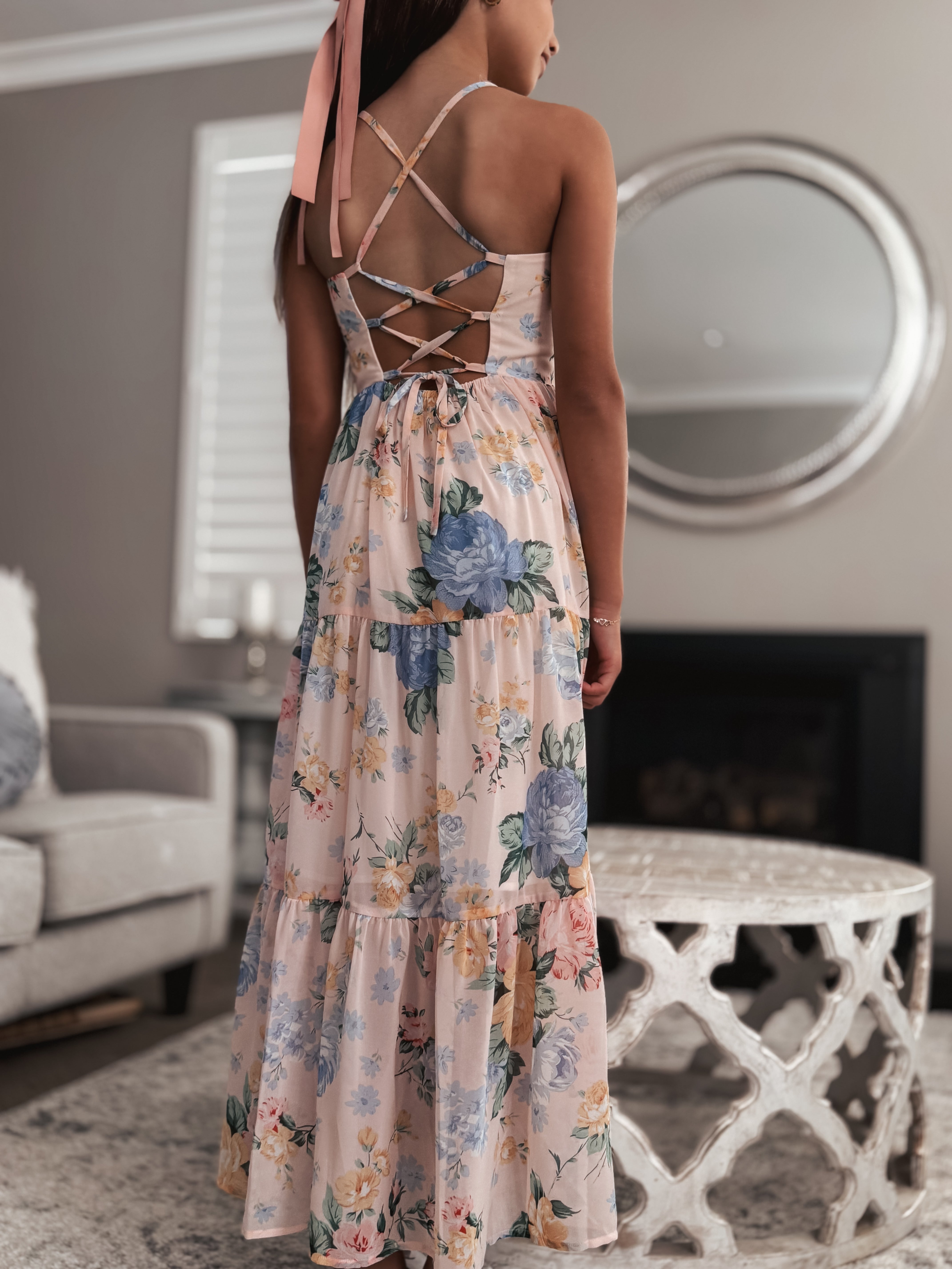 Primrose Pink Floral Maxi Dress for Girls Elegant Tween Formalwear A Little Lacey Primrose Pink Floral Maxi Dress for Girls Elegant Tween Formalwear A Little Lacey