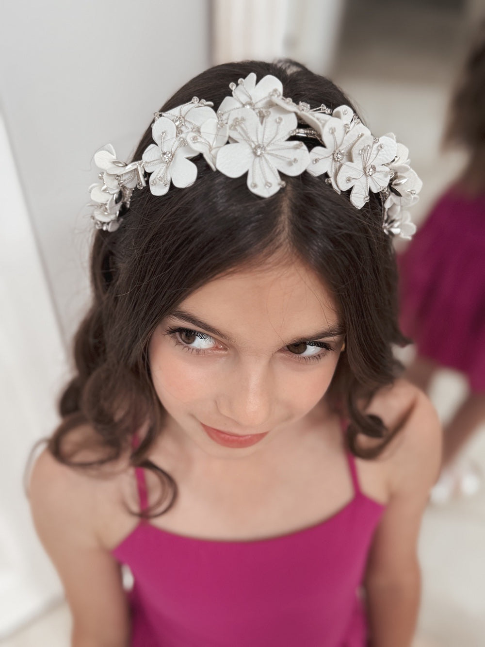 Indi Girls Silver Flower Headband - Tiaras and Headpieces