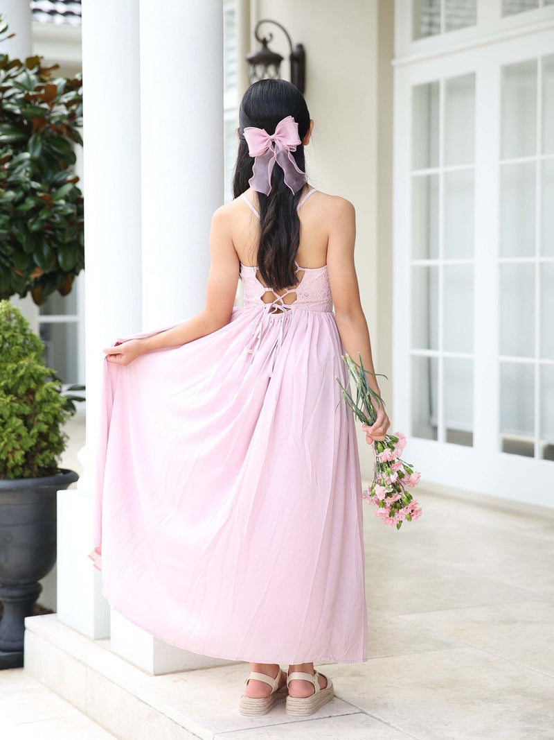 Isabelle Dusty Pink Girls Dress - A Little Lacey