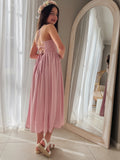 Isabelle dusty pink girls gown with adjustable ribbon back