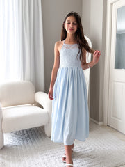 Isabelle Dusty Blue Girls Formal Dress - A Little Lacey