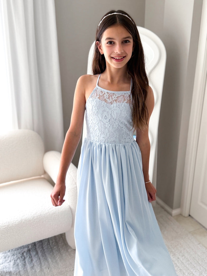 Isabelle Dusty Blue Girls Formal Dress - A Little Lacey