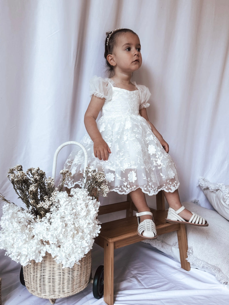 Isla Rose Girls White Dress - A Little Lacey