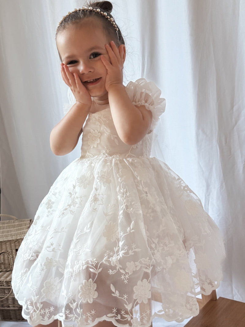 Isla Rose Girls White Dress - A Little Lacey