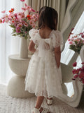 Isla Rose Girls Ivory Dress back detail