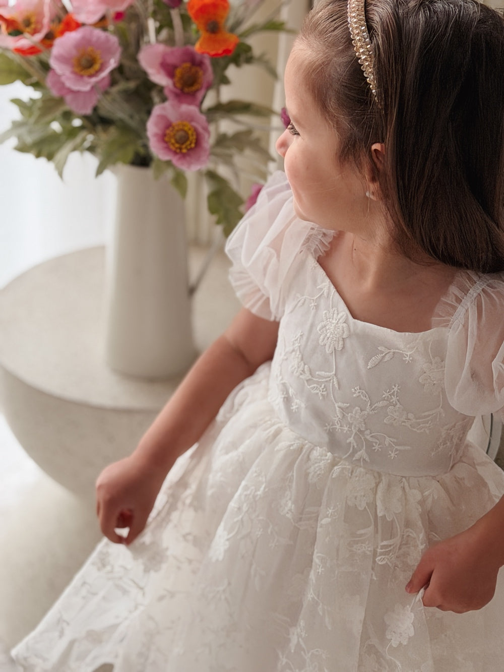 Girls ivory special occasion dress
