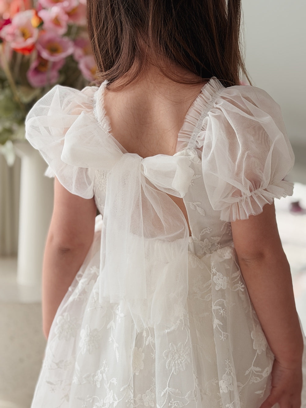 Isla Rose ivory embroidered lace girls dress