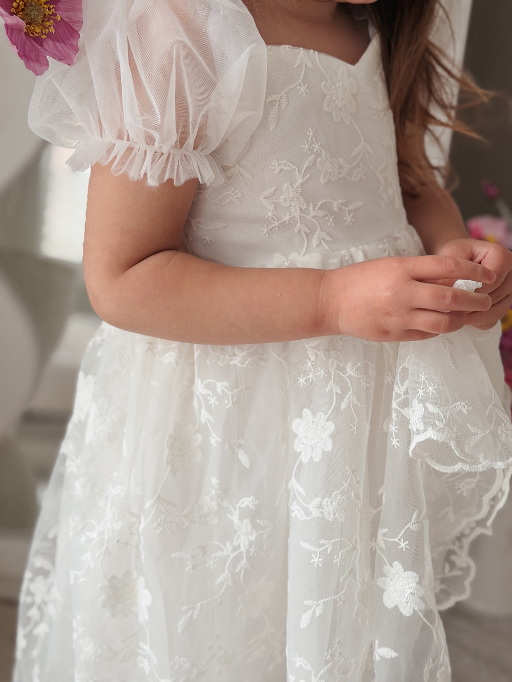 Girls ivory baptism dress with cotton lining