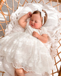Baby girl white embroidered lace dress