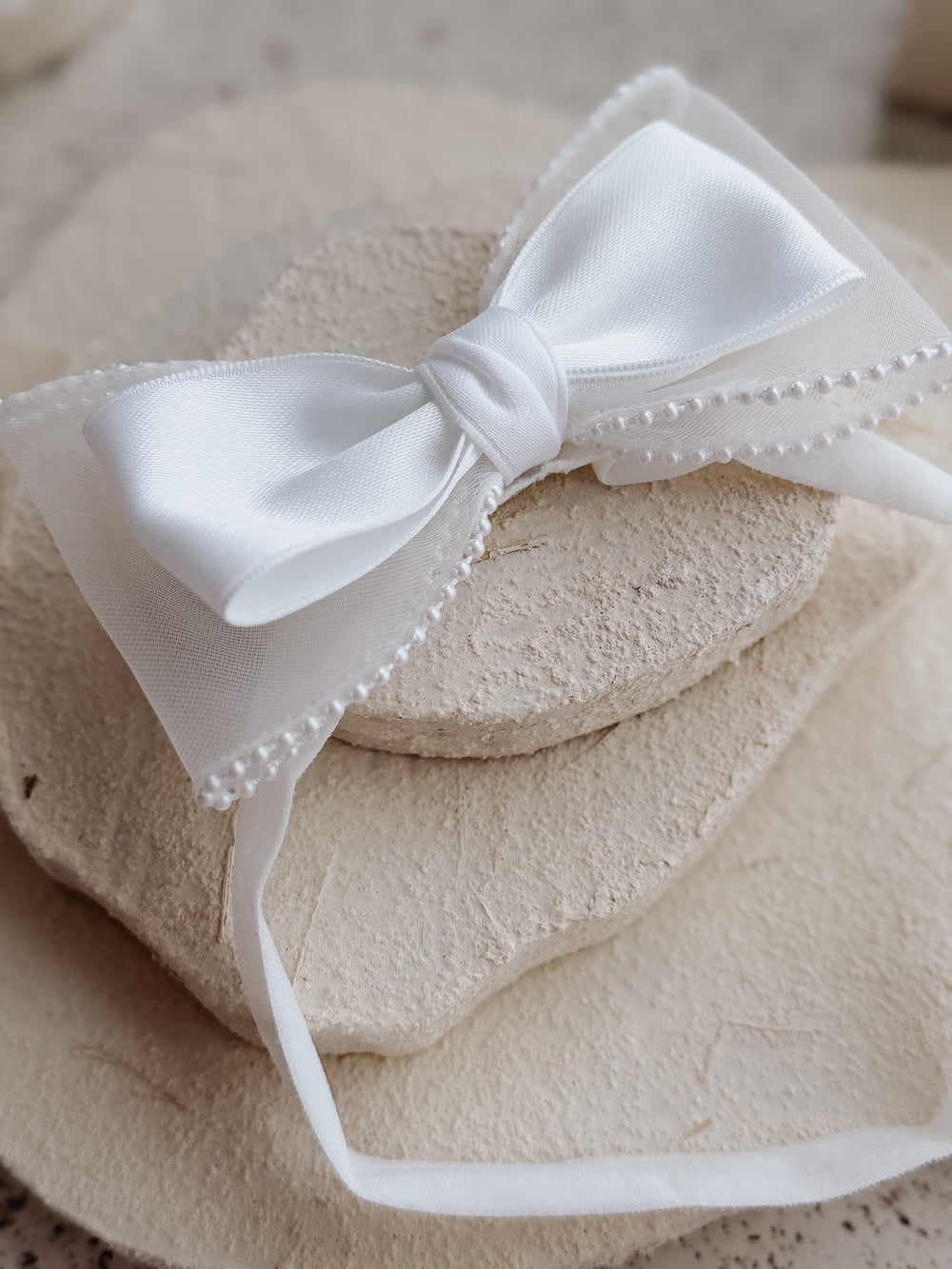 Baby christening hair accessory in white