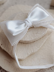 Isla Pearl Bow Baby Headband - A Little Lacey