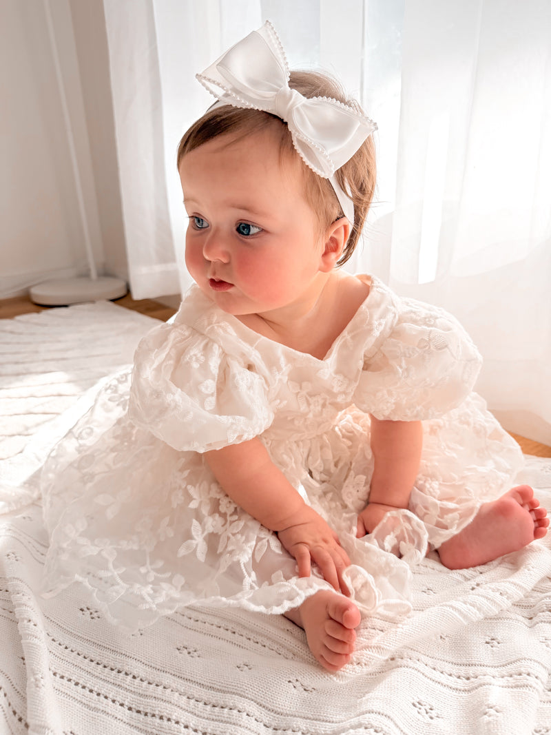 Isla Pearl Bow Baby Headband - A Little Lacey