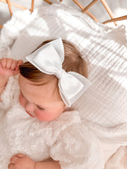 Isla Pearl Bow Baby Headband - A Little Lacey