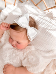 Isla Pearl Bow Baby Headband - A Little Lacey