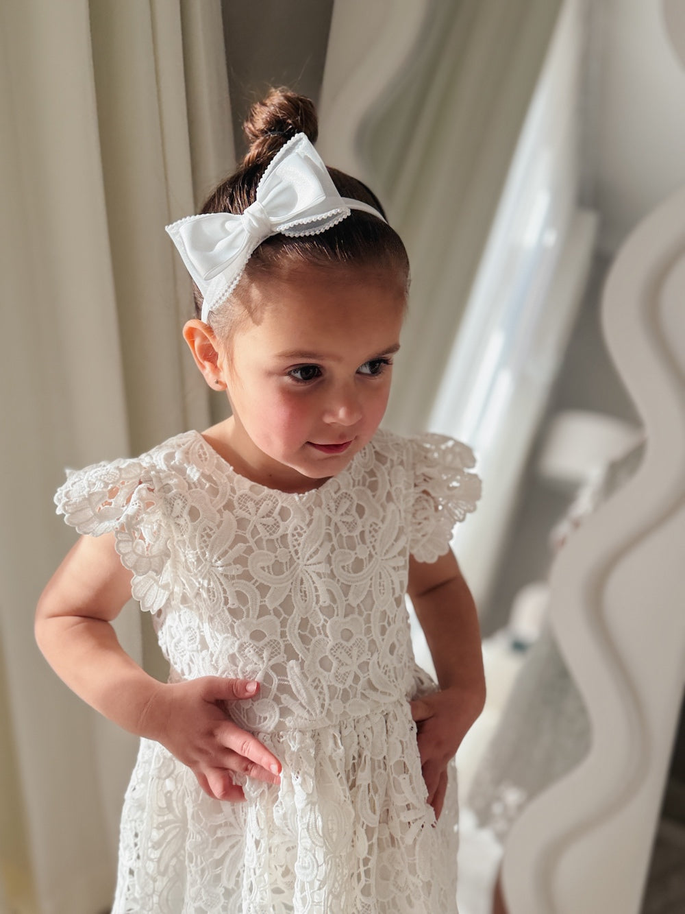 Baby headband with pearl trim