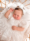White bow hair accessory for flower girls