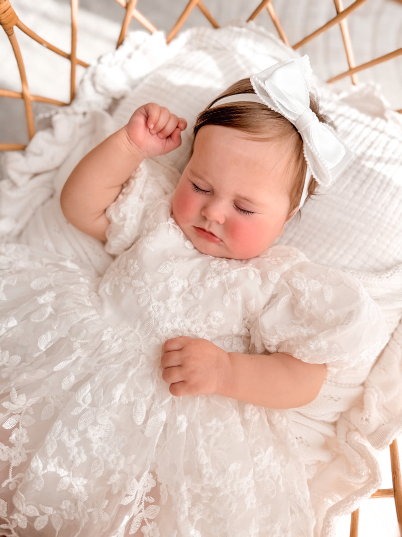 Isla Pearl Bow Baby Headband - A Little Lacey