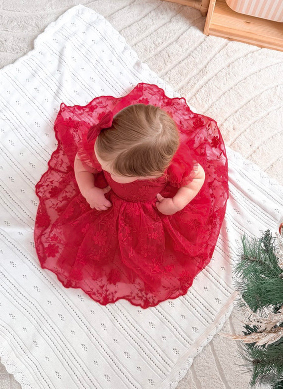 Isla Rose girls Christmas dress with puff sleeves