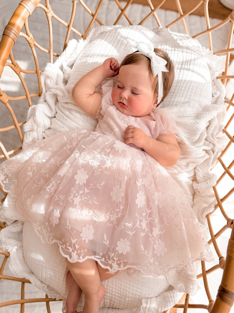 Isla Rose Light Pink Baby Dress - A Little Lacey