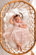 Baby girl light pink lace dress for weddings and special occasions