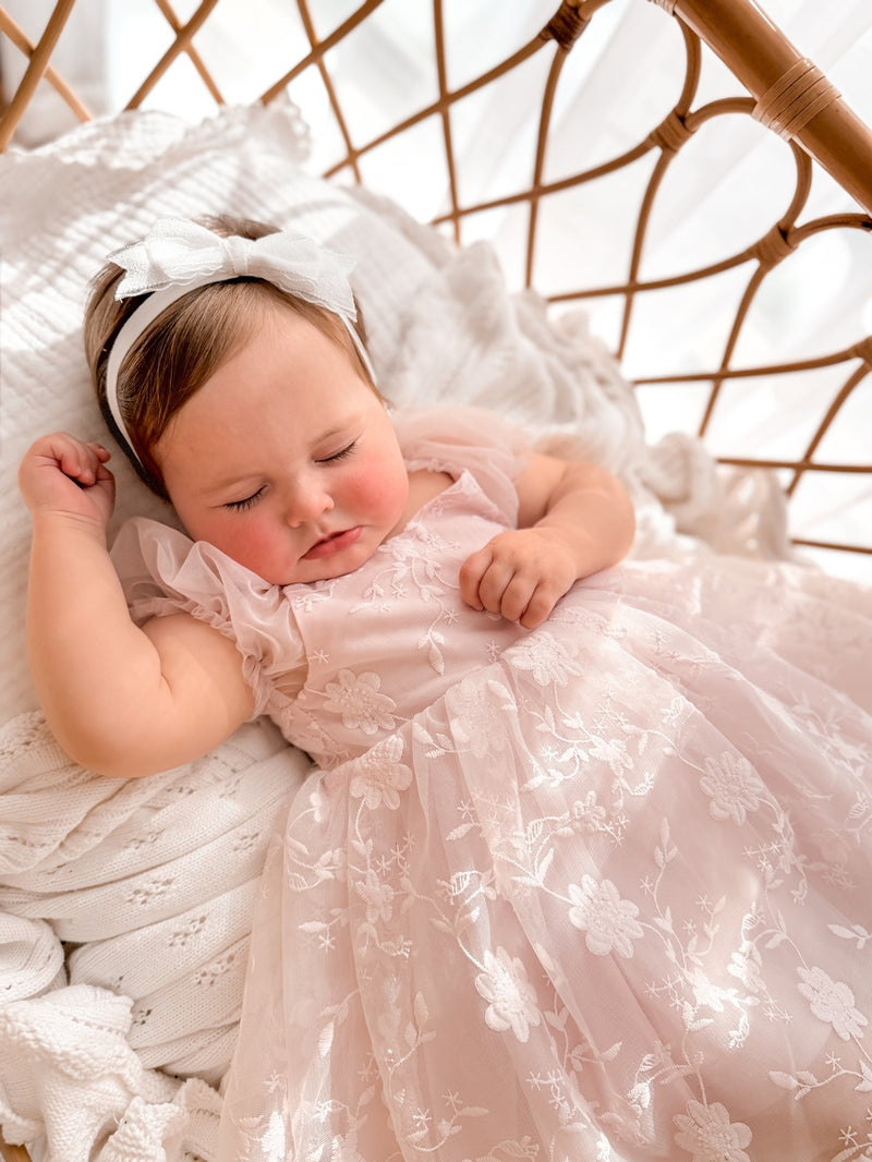 Isla Rose Light Pink Baby Dress - A Little Lacey