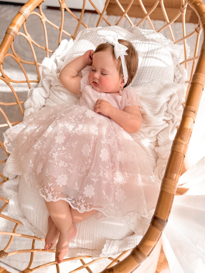Isla Rose Light Pink Baby Dress - A Little Lacey