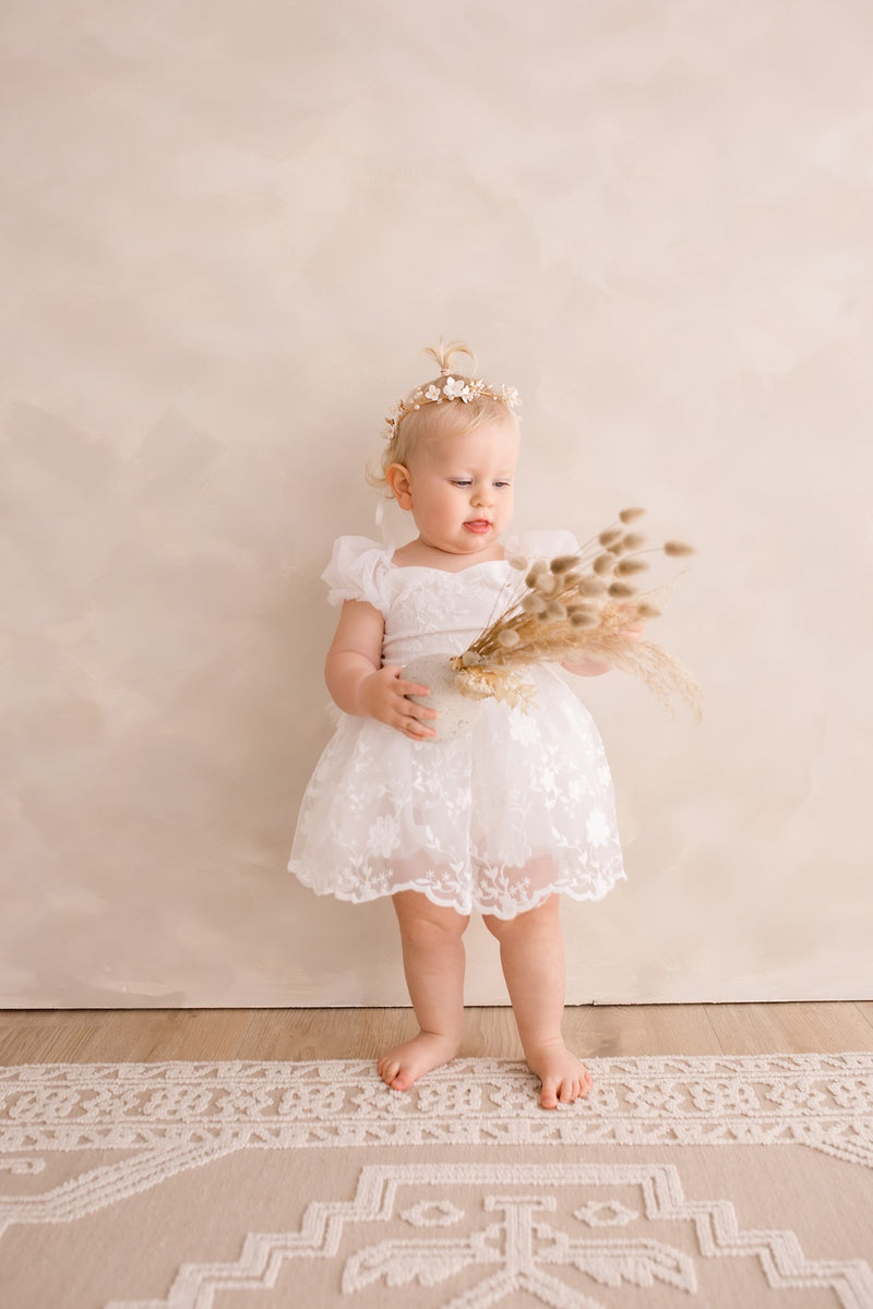 Isla Rose White Baby Dress - A Little Lacey