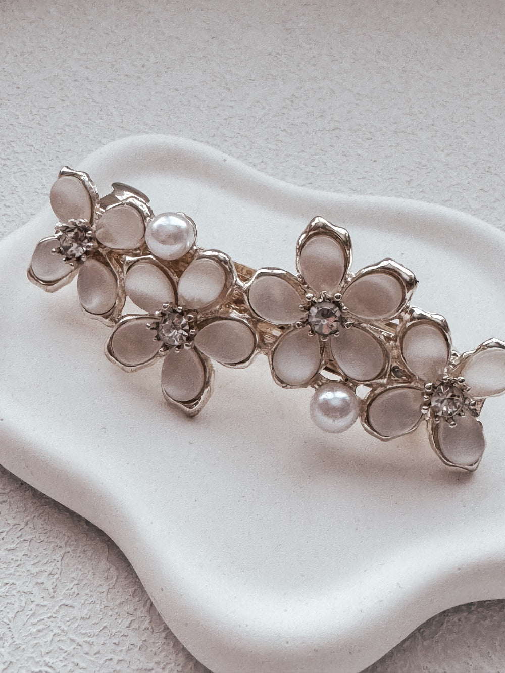 Ivory Pearl Floral Girls Barrette
