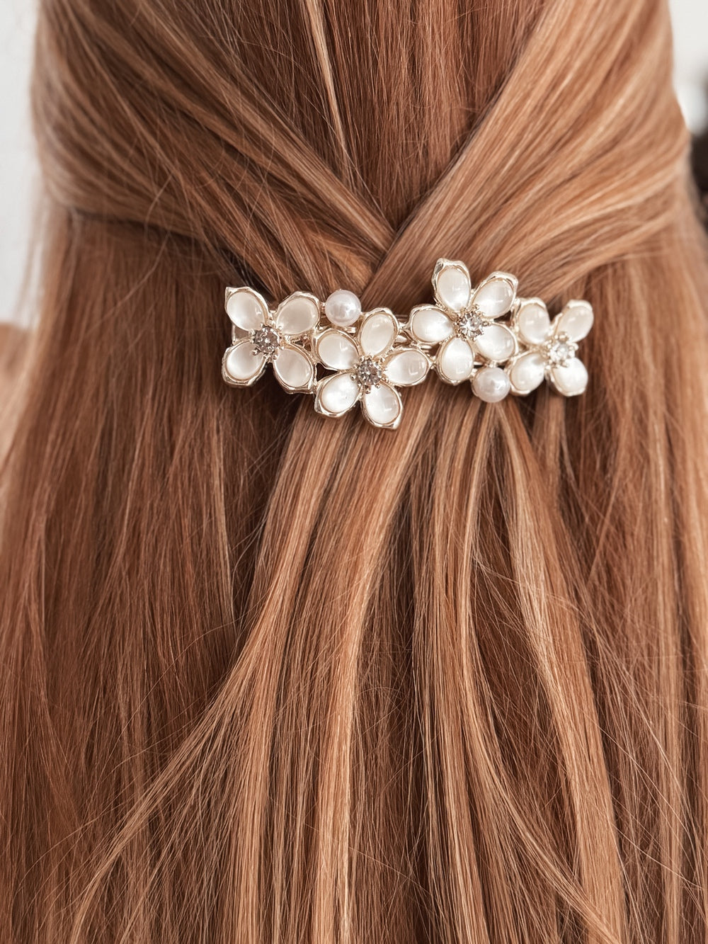 Ivory Pearl Floral Girls Barrette - Bows and Hairclips